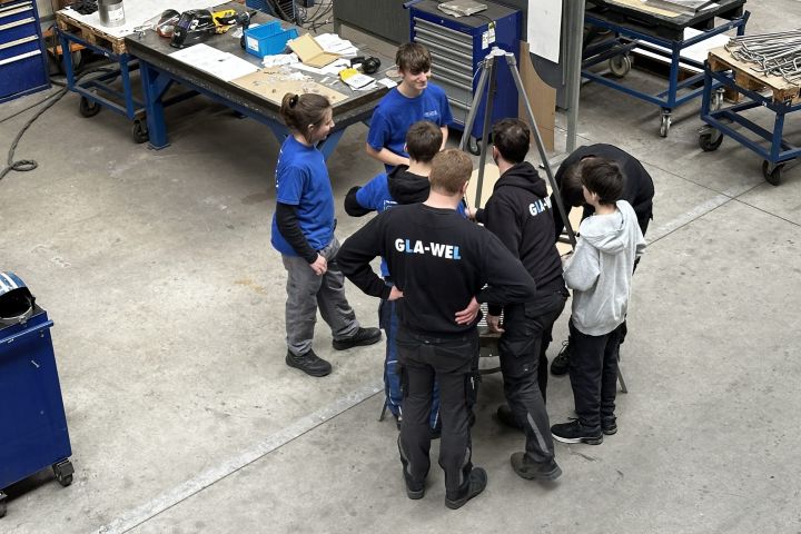 Schüler und Ausbilder, von oben